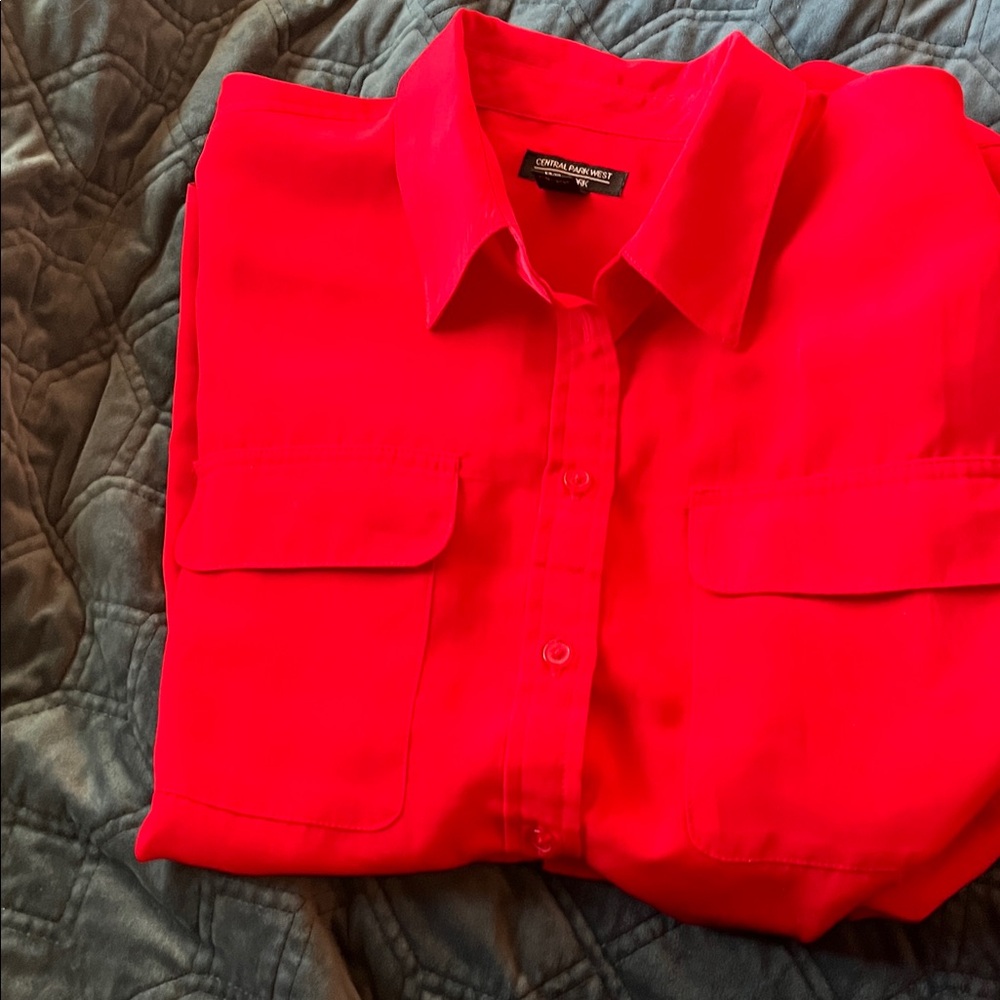 Central Park West Bright Red Collar Shirt